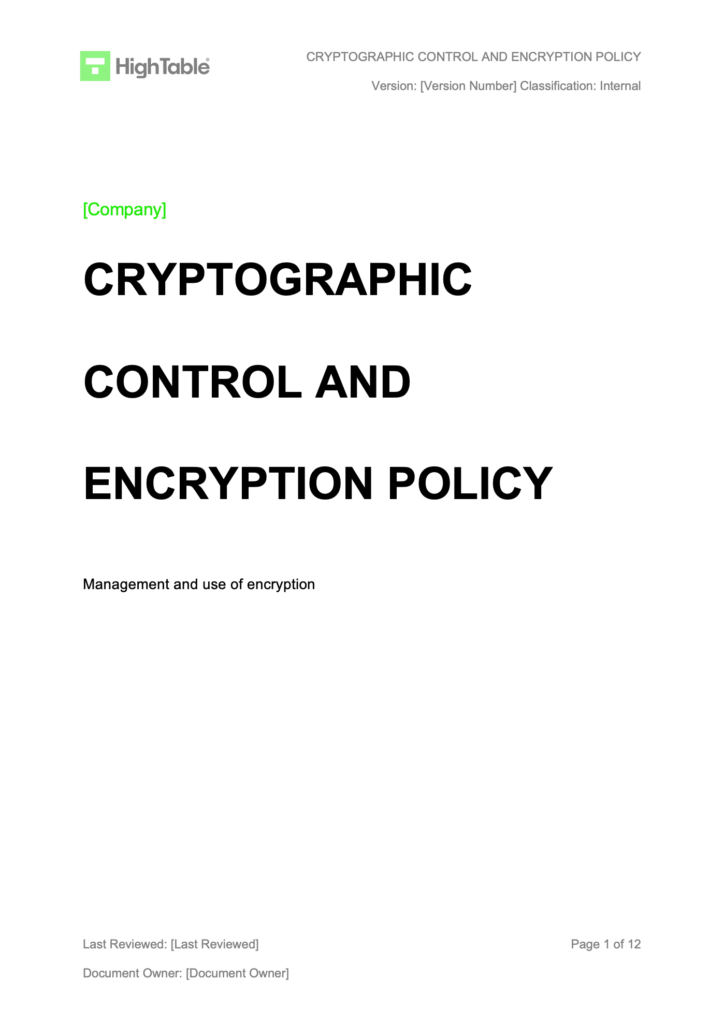 Cryptographic Control And Encryption Policy Example 1