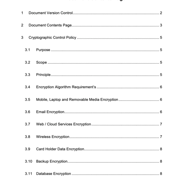Cryptographic Control And Encryption Policy Example 2
