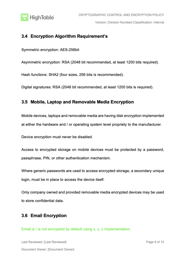 Cryptographic Control And Encryption Policy Example 5