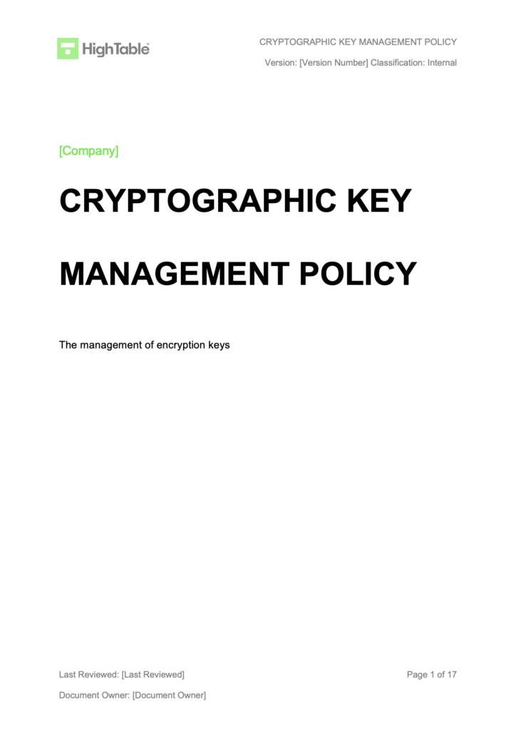 Cryptographic Key Management Policy Example 1