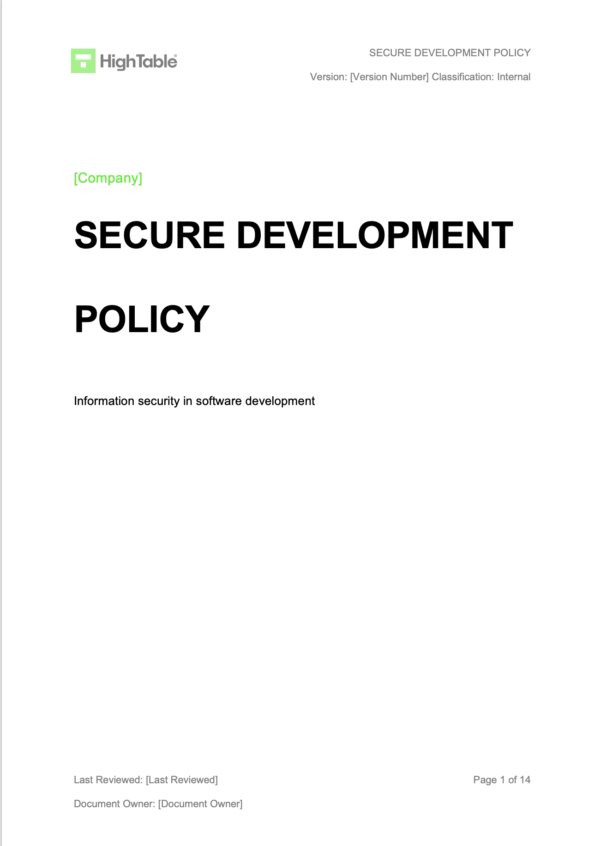 ISO 27001 Secure Development Policy Template Example 1