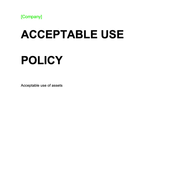 ISO 27001 Acceptable Use Policy Page 1