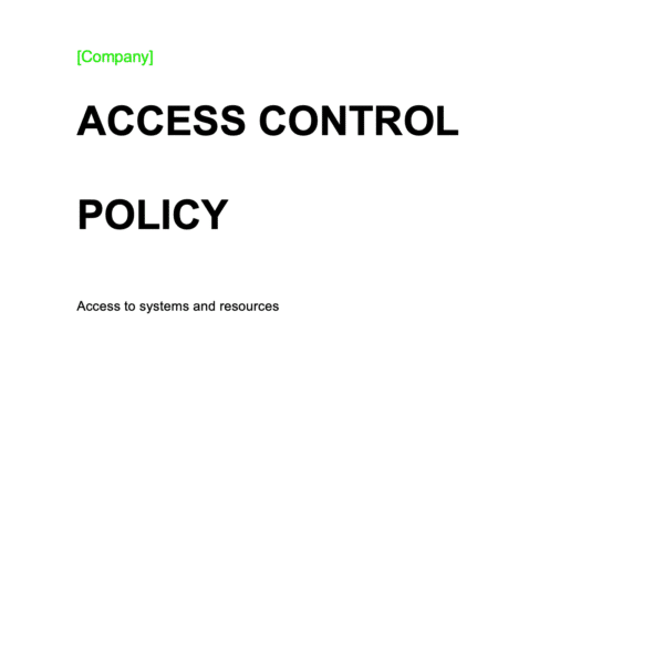 ISO 27001 Access Control Policy Template Example 1