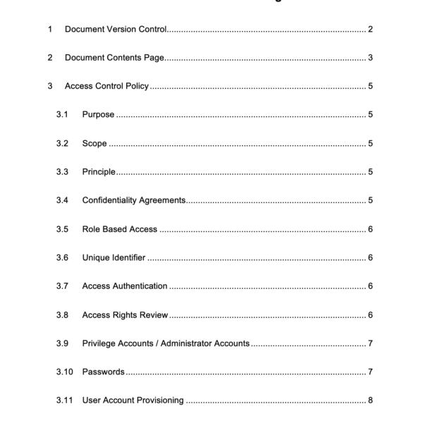 ISO 27001 Access Control Policy Template Example 2