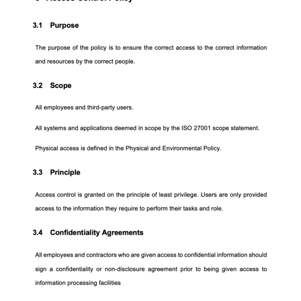 ISO 27001 Access Control Policy Page 4
