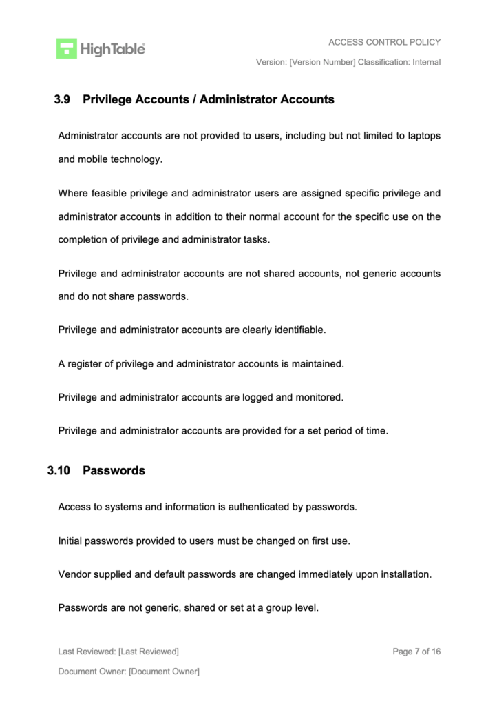 ISO 27001 Access Control Policy Template Example 6
