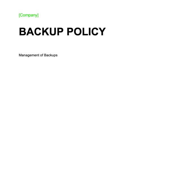 ISO 27001 Backup Policy Page 1