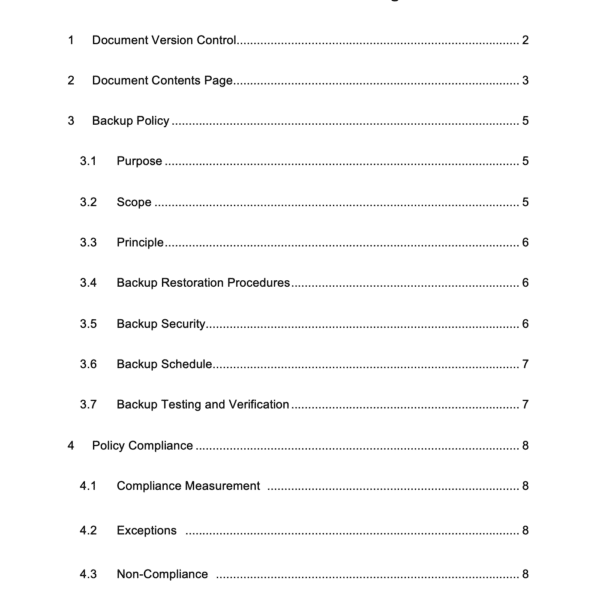 ISO 27001 Backup Policy Page 2