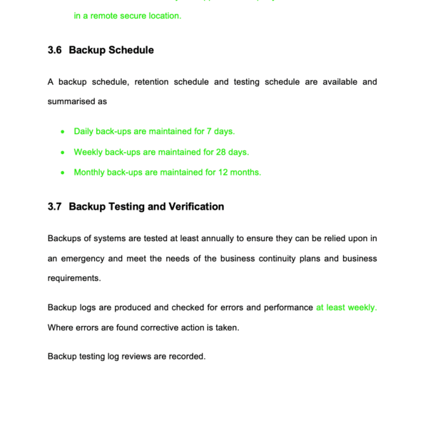ISO 27001 Backup Policy Page 5