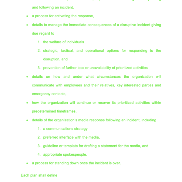 ISO 27001 Business Continuity Policy Page 6