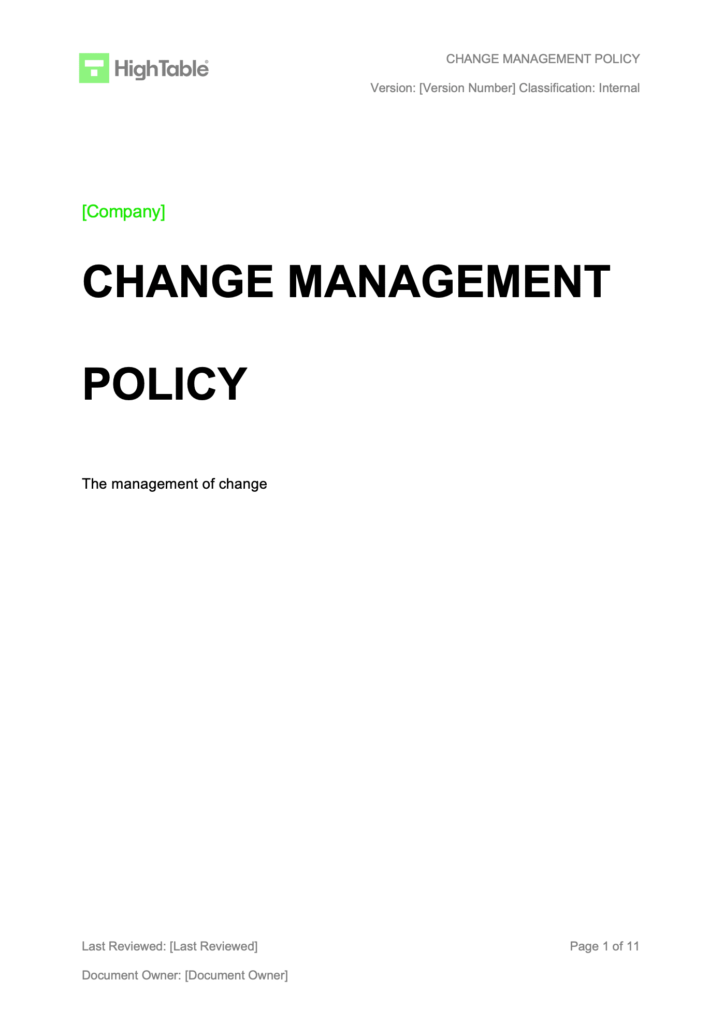ISO 27001 Change Management Policy Example 1