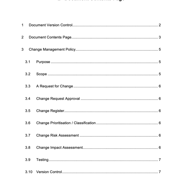 ISO 27001 Change Management Policy Page 2