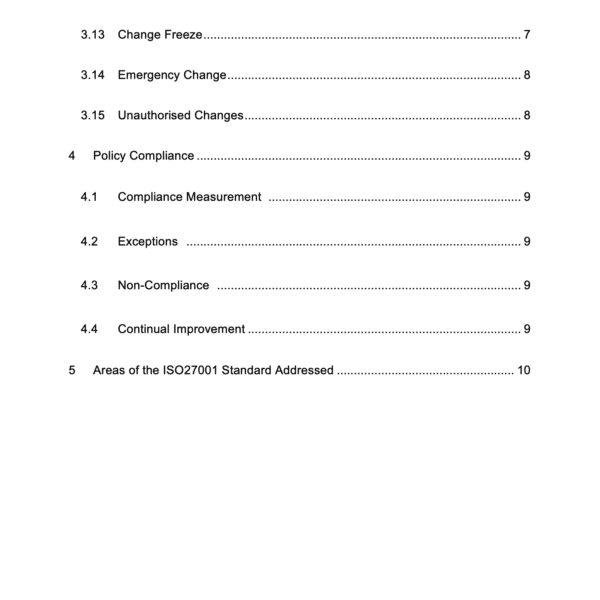 ISO 27001 Change Management Policy Page 3