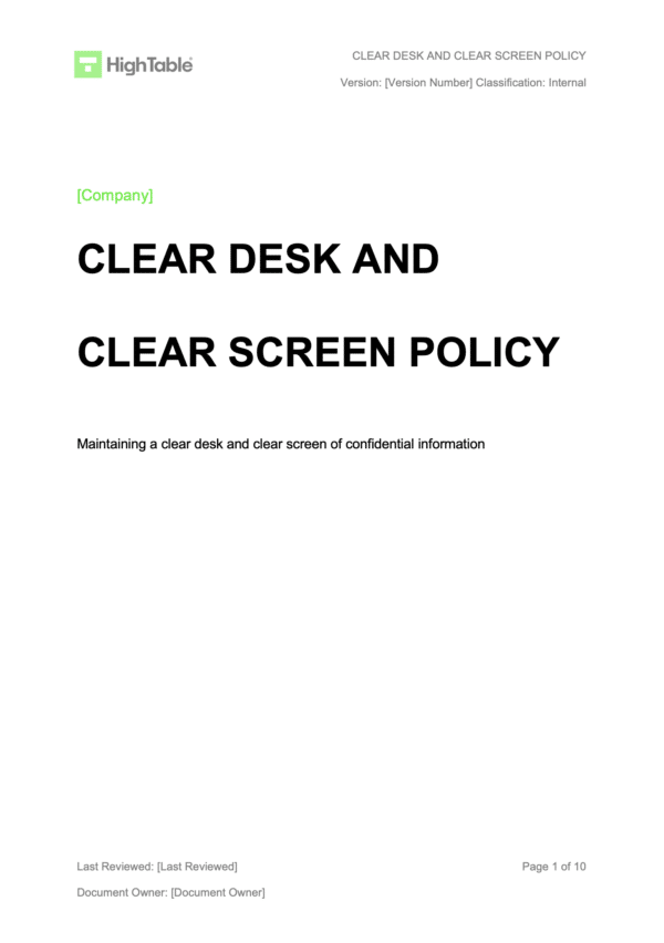ISO27001 Clear Desk Policy 1