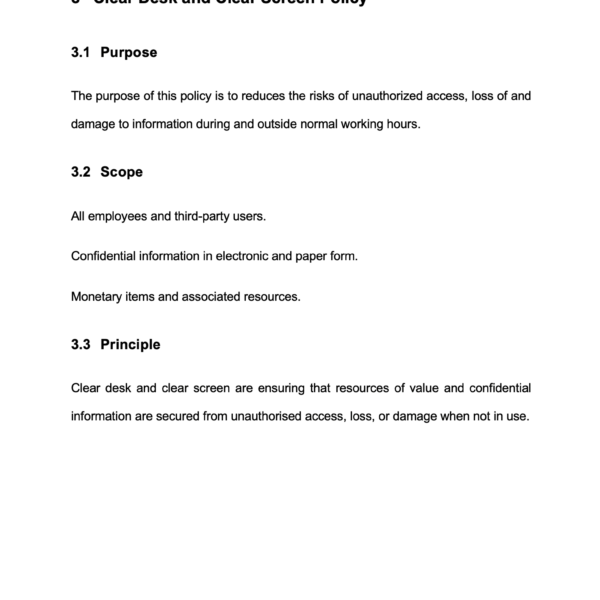 ISO27001 Clear Desk Policy Page 3