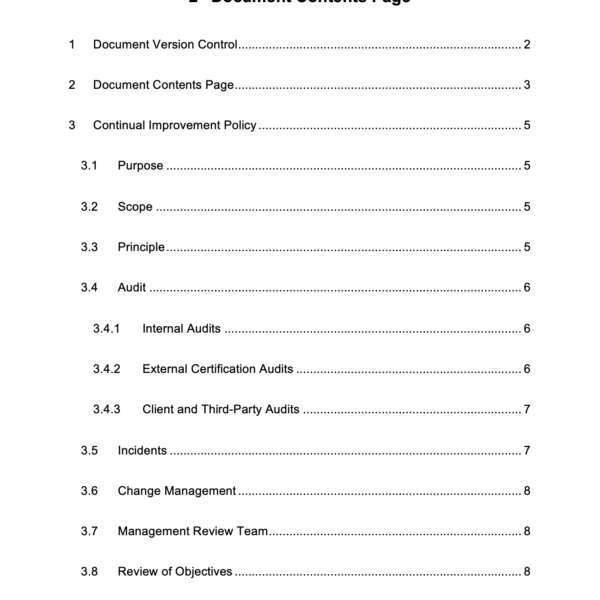 ISO 27001 Continual Improvement Policy Page 2