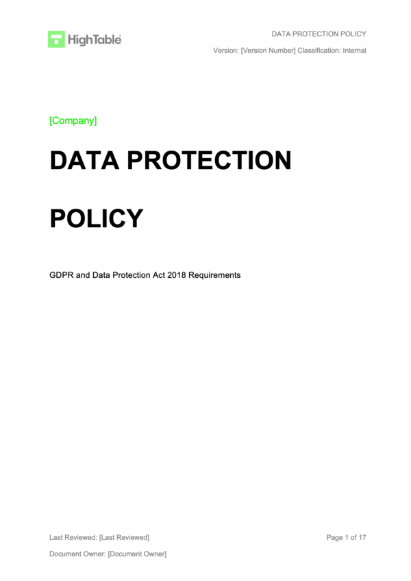 ISO 27001 Data Protection Policy Example 1