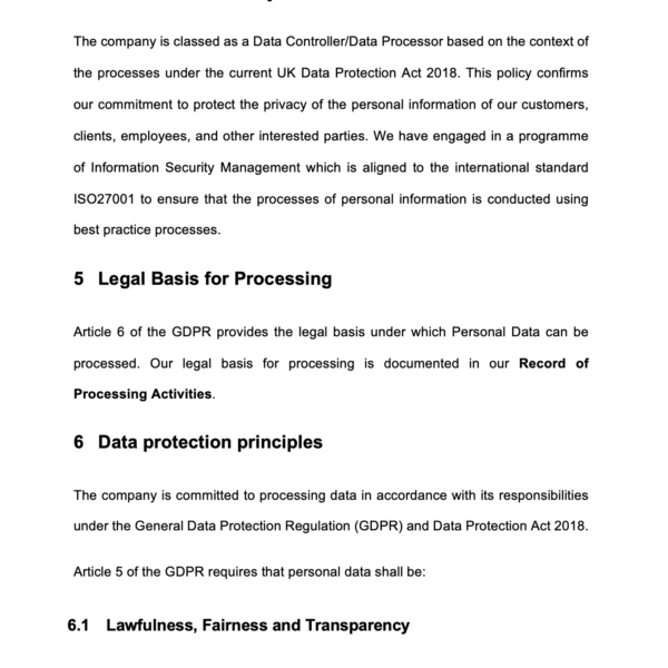 ISO 27001 Data Protection Policy Page 6