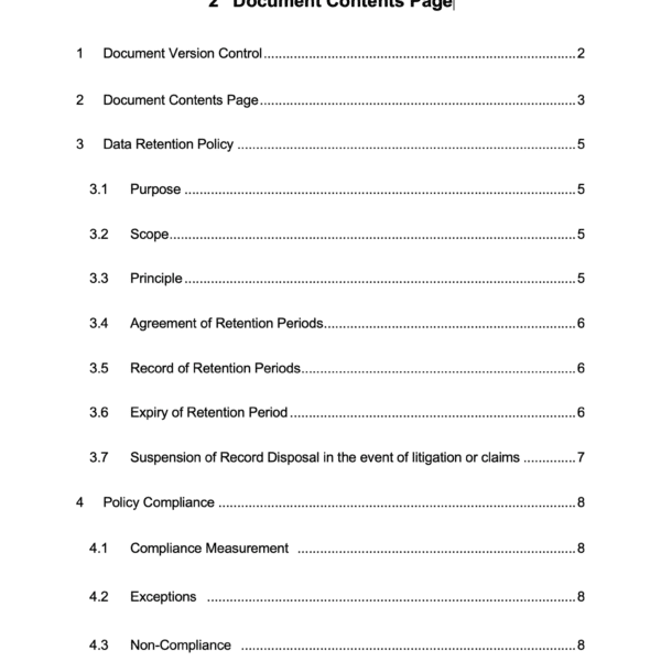 ISO 27001 Data Retention Policy Example - Page 2
