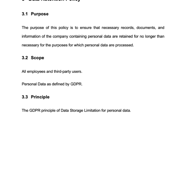 ISO 27001 Data Retention Policy Example - Page 3