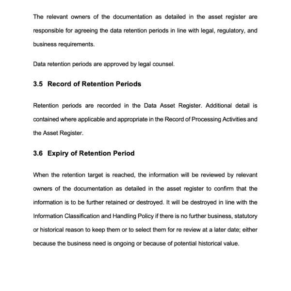 ISO 27001 Data Retention Policy Example - Page 4