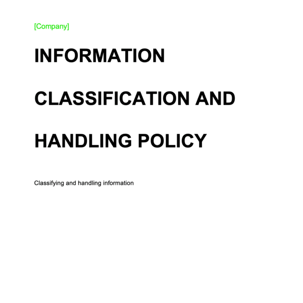 ISO 27001 Information Classification And Handling Policy Page 1