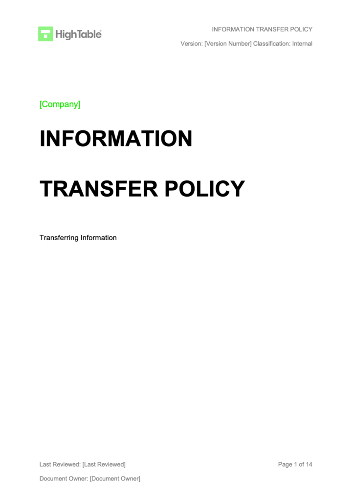 ISO 27001 Information Transfer Policy Example 1