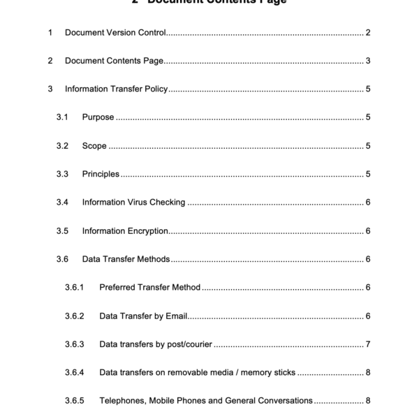 ISO 27001 Information Transfer Policy Page 2