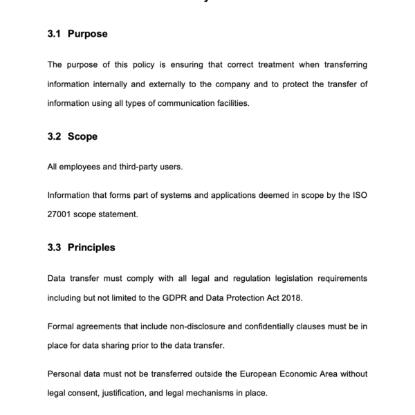 ISO 27001 Information Transfer Policy Page 4