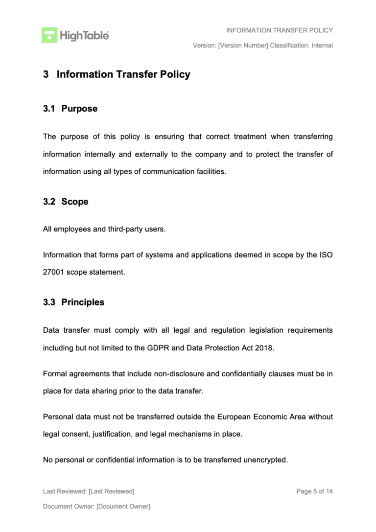 How to write an ISO 27001 Information Transfer Policy [+ Templates]
