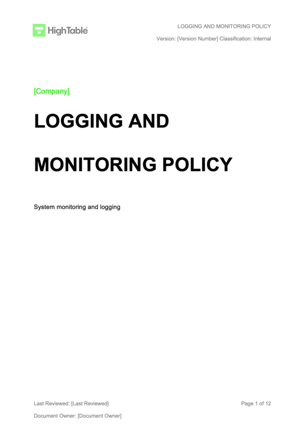 ISO 27001 Logging And Monitoring Policy Example 1