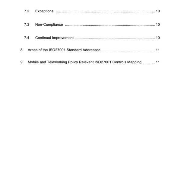 ISO 27001 Mobile And Remote Working Policy Example 3