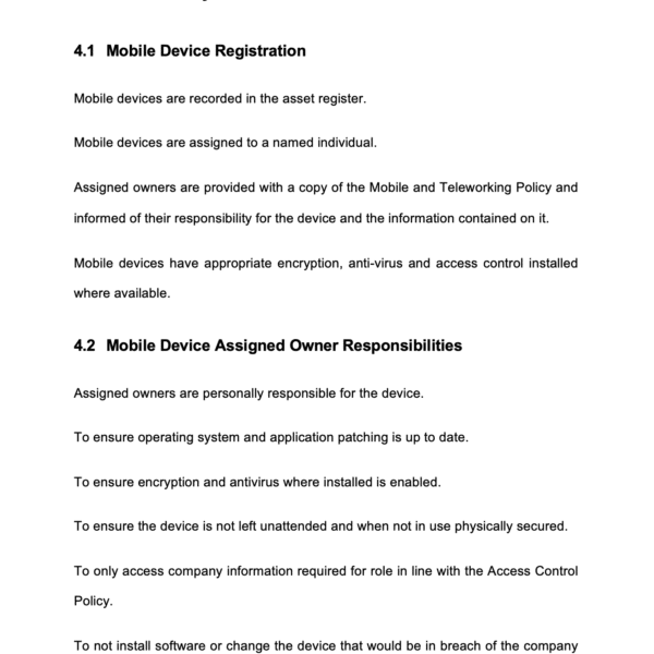 ISO 27001 Mobile And Remote Working Policy Example 5