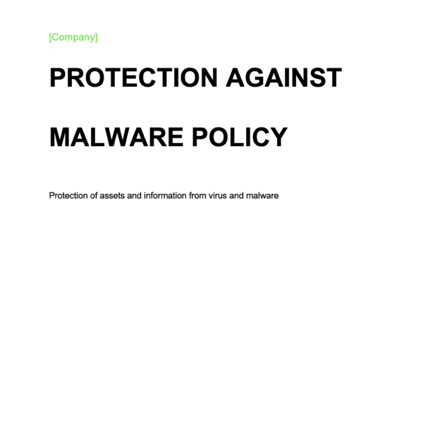 ISO 27001 Protection Against Malware Policy Page 1