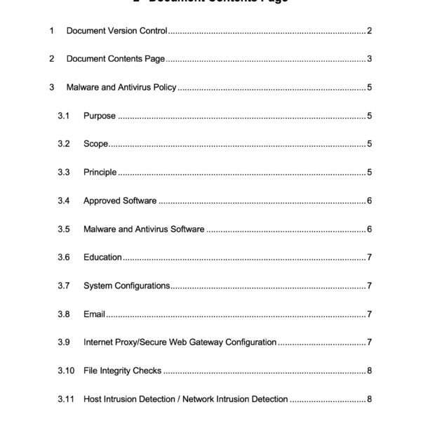 ISO 27001 Protection Against Malware Policy Page 2