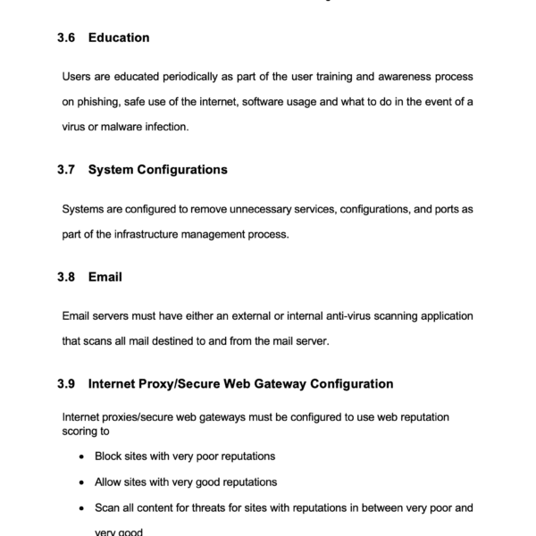 ISO 27001 Protection Against Malware Policy Page 6