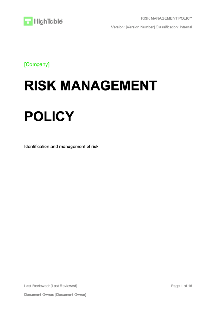ISO 27001 Risk Management Policy Template Example 1