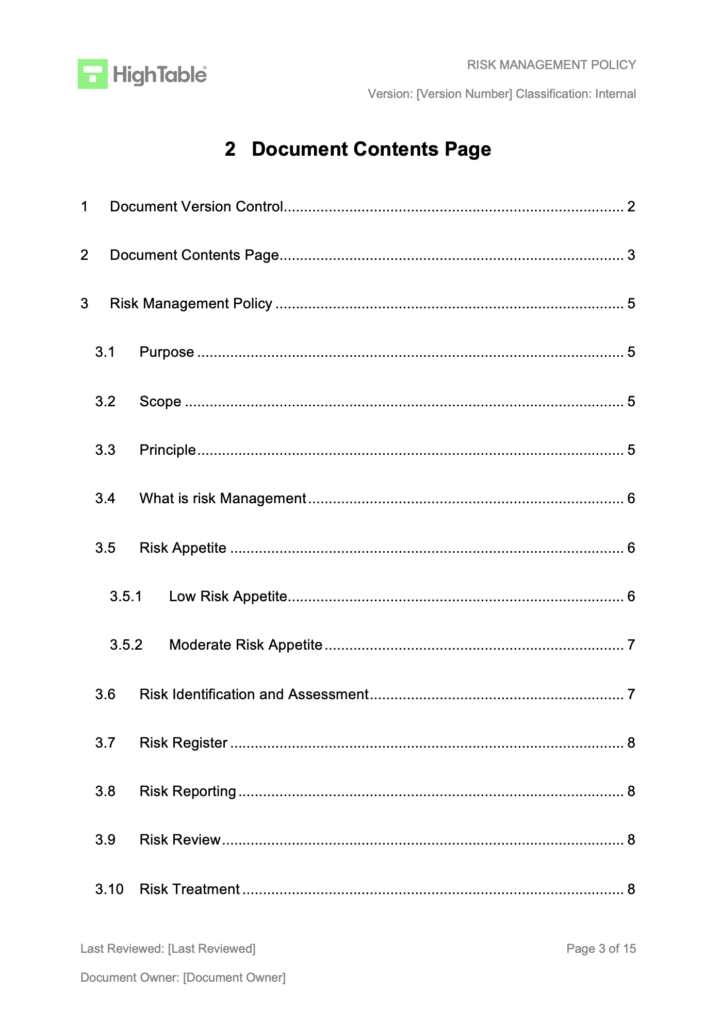 ISO 27001 Risk Management Policy Template Example 2