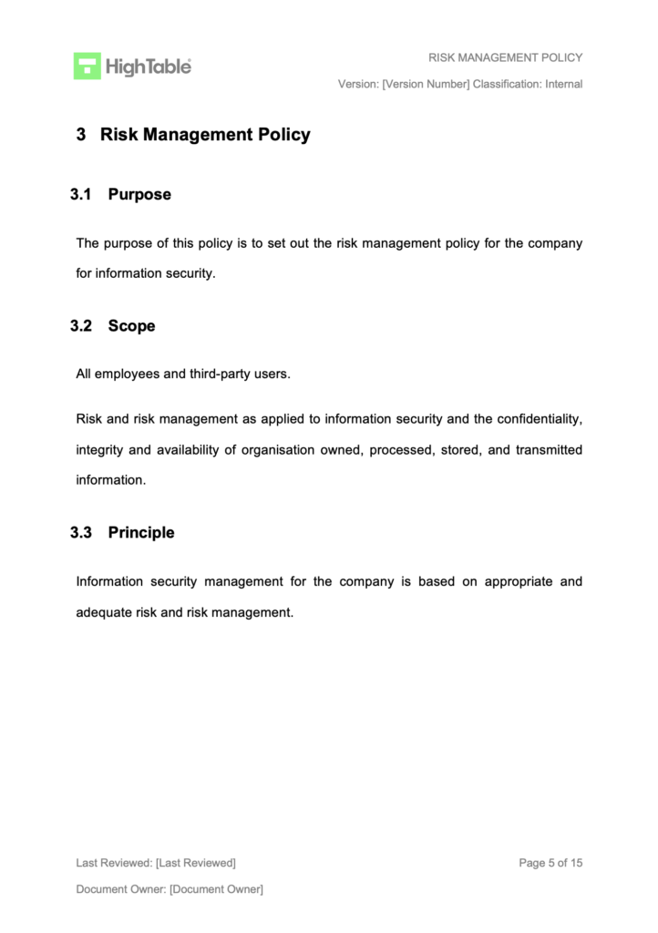 ISO 27001 Risk Management Policy Template Example 4