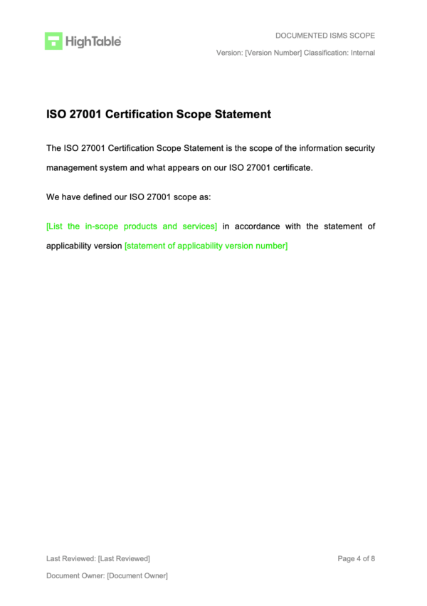ISO 27001 Scope Statement Example 3