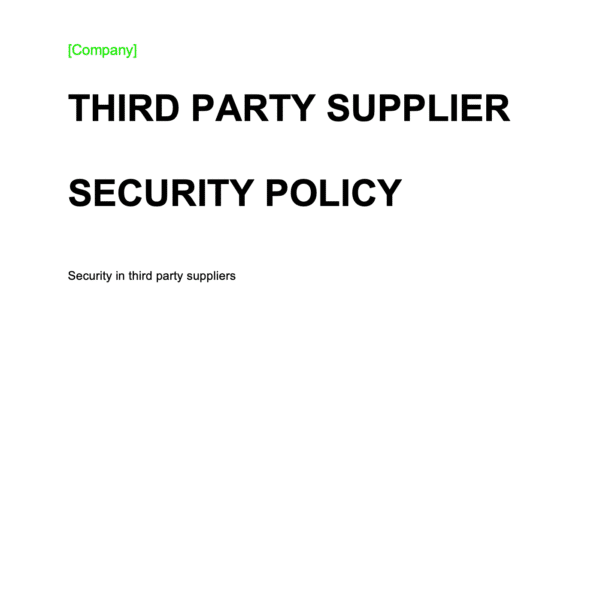 ISO 27001 Supplier Security Policy Page 1