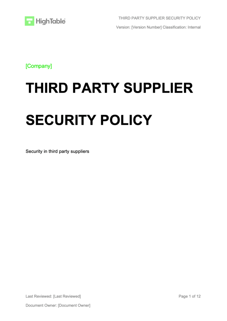 ISO27001 Supplier Register Example 1