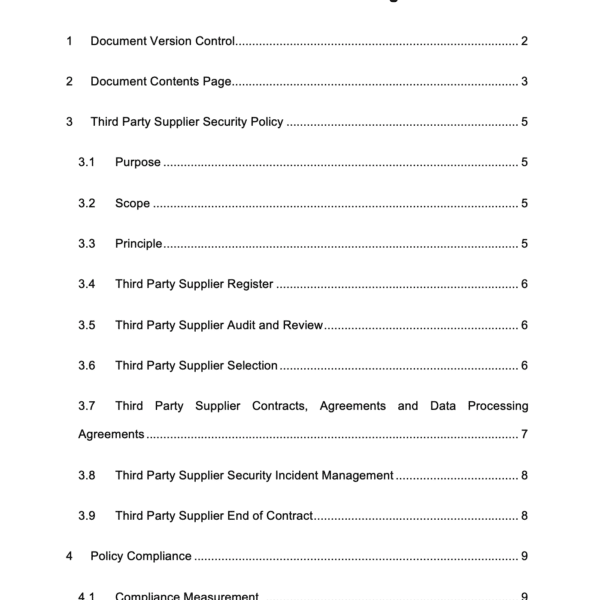 ISO 27001 Supplier Security Policy Page 2