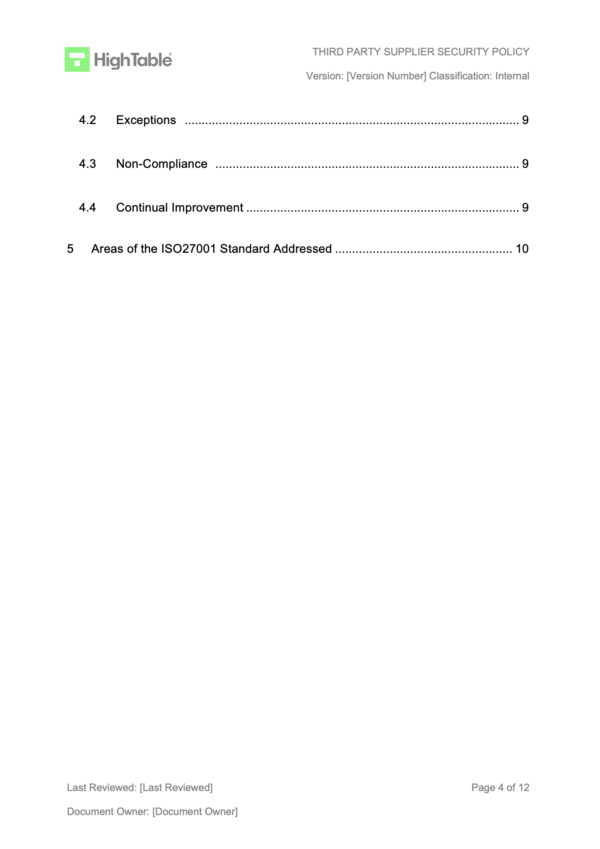 ISO 27001 Supplier Register Example 3