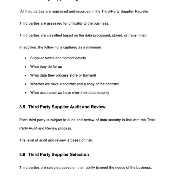 ISO 27001 Supplier Security Policy Page 5