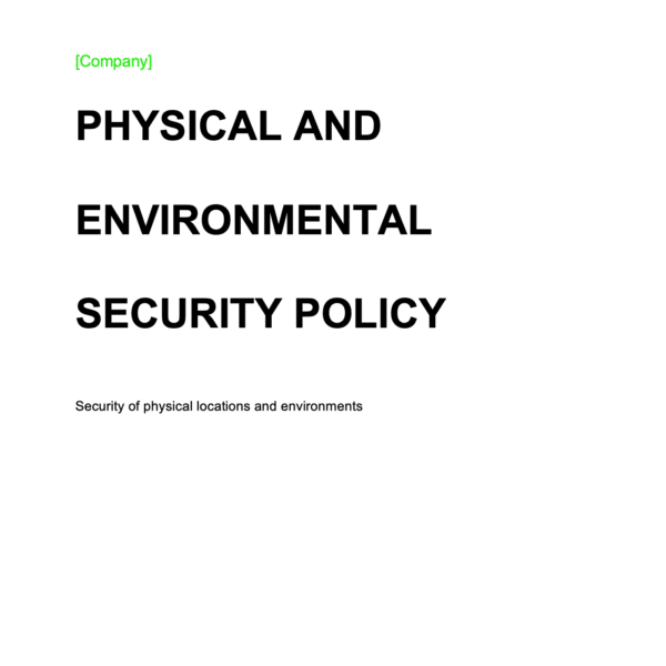 ISO 27001 Physical And Environmental Security Policy Page 1