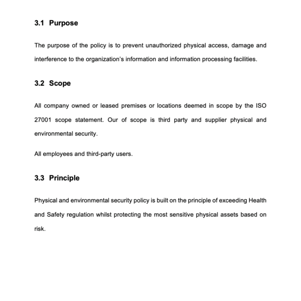 ISO 27001 Physical And Environmental Security Policy Page 4