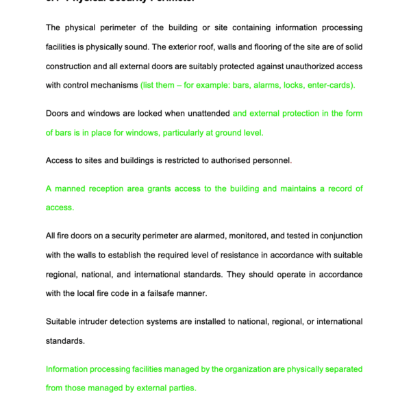 ISO 27001 Physical And Environmental Security Policy Page 5