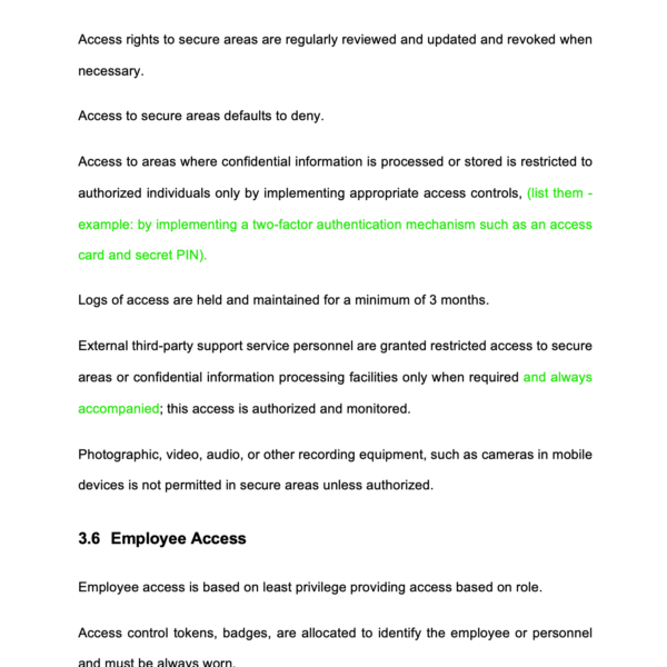 ISO 27001 Physical And Environmental Security Policy Page 6