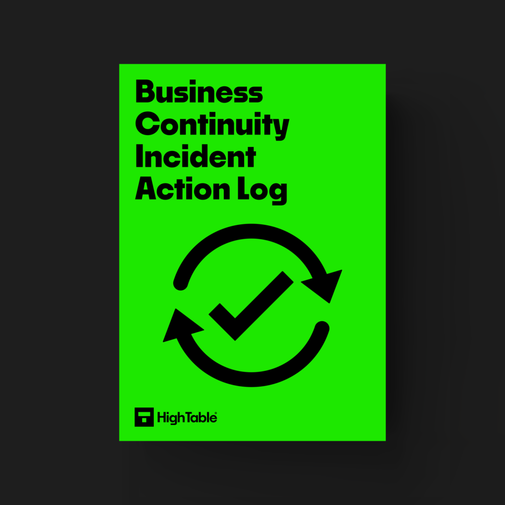 ISO27001 Business Continuity Incident Action Log template